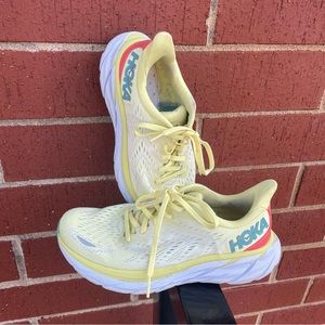 Hoka One One Yellow & White Low Lace Up Running Size 6.5 Shoes